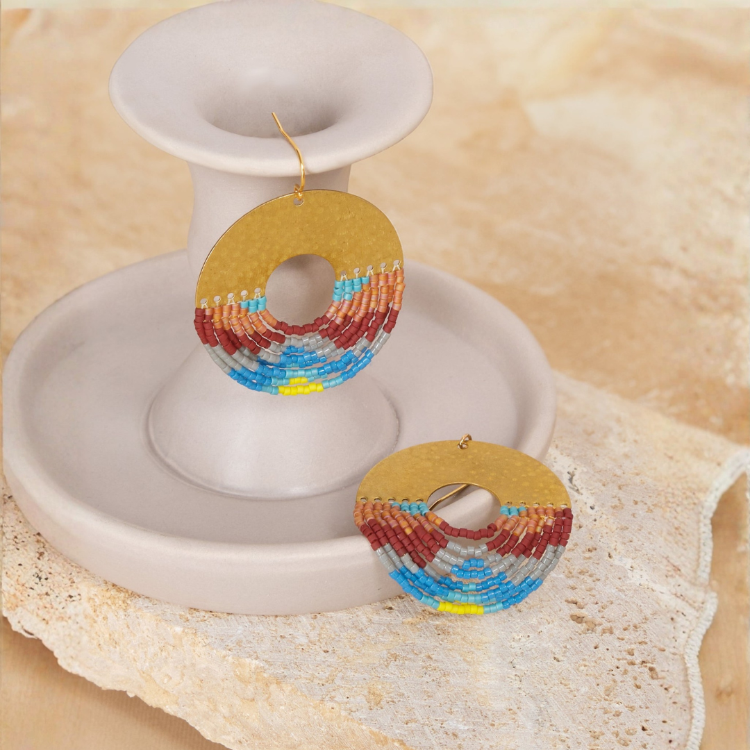 Organic Circular Earrings (Blue)