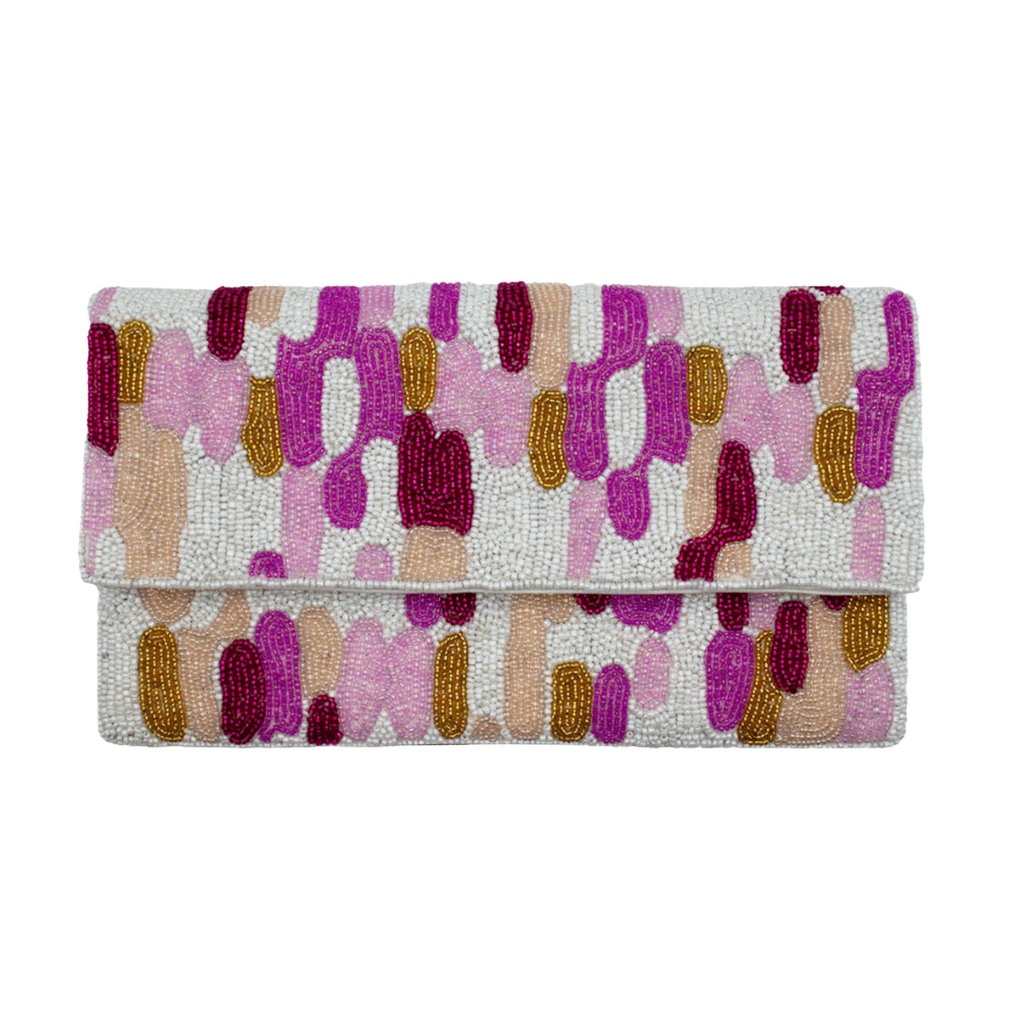 Pink Prints Beaded Clutch
