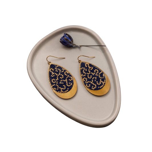 Gilded Teardrop Earrings (Blue)