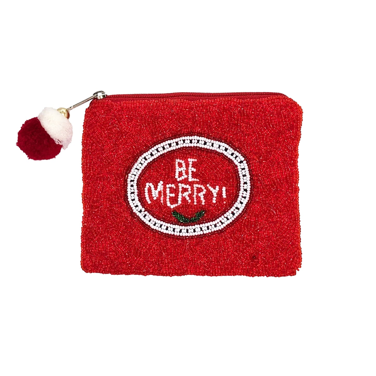 Be Merry! Bright Red Beaded Coin Pouch