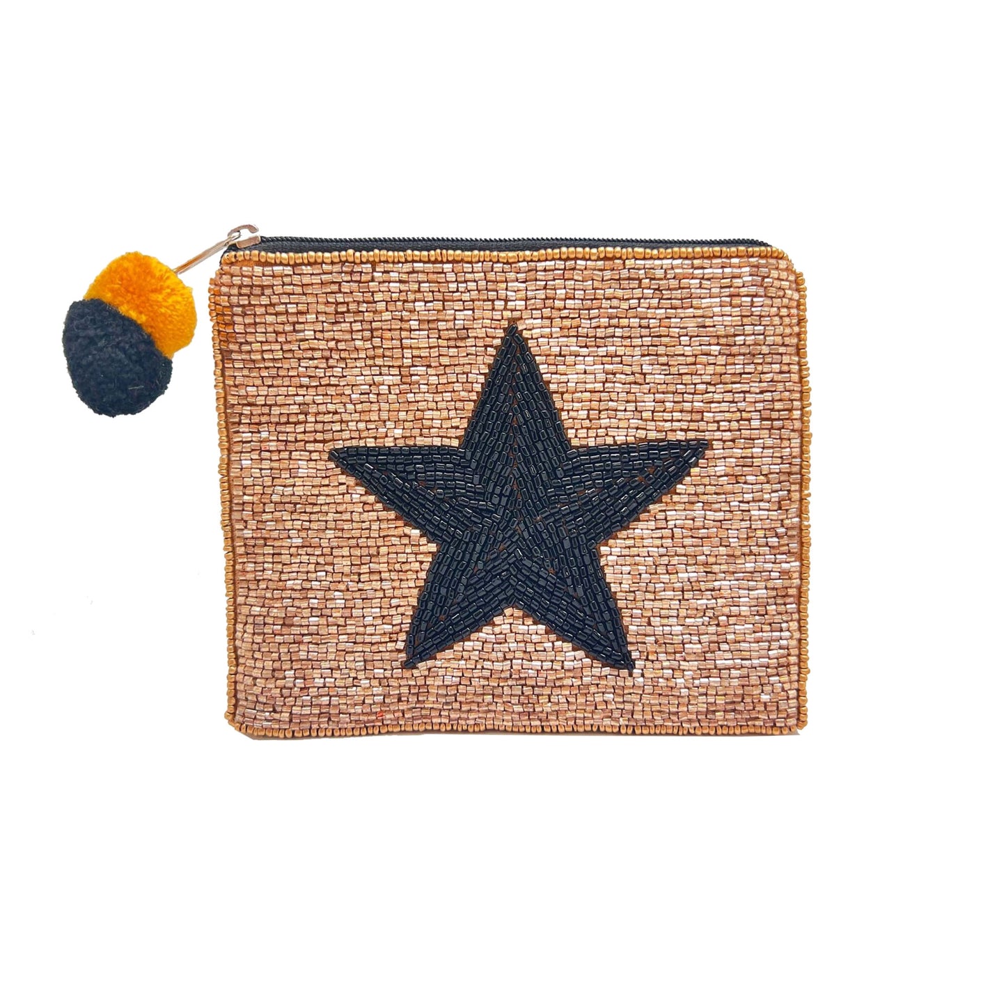 Black Star Beaded Coin Pouch