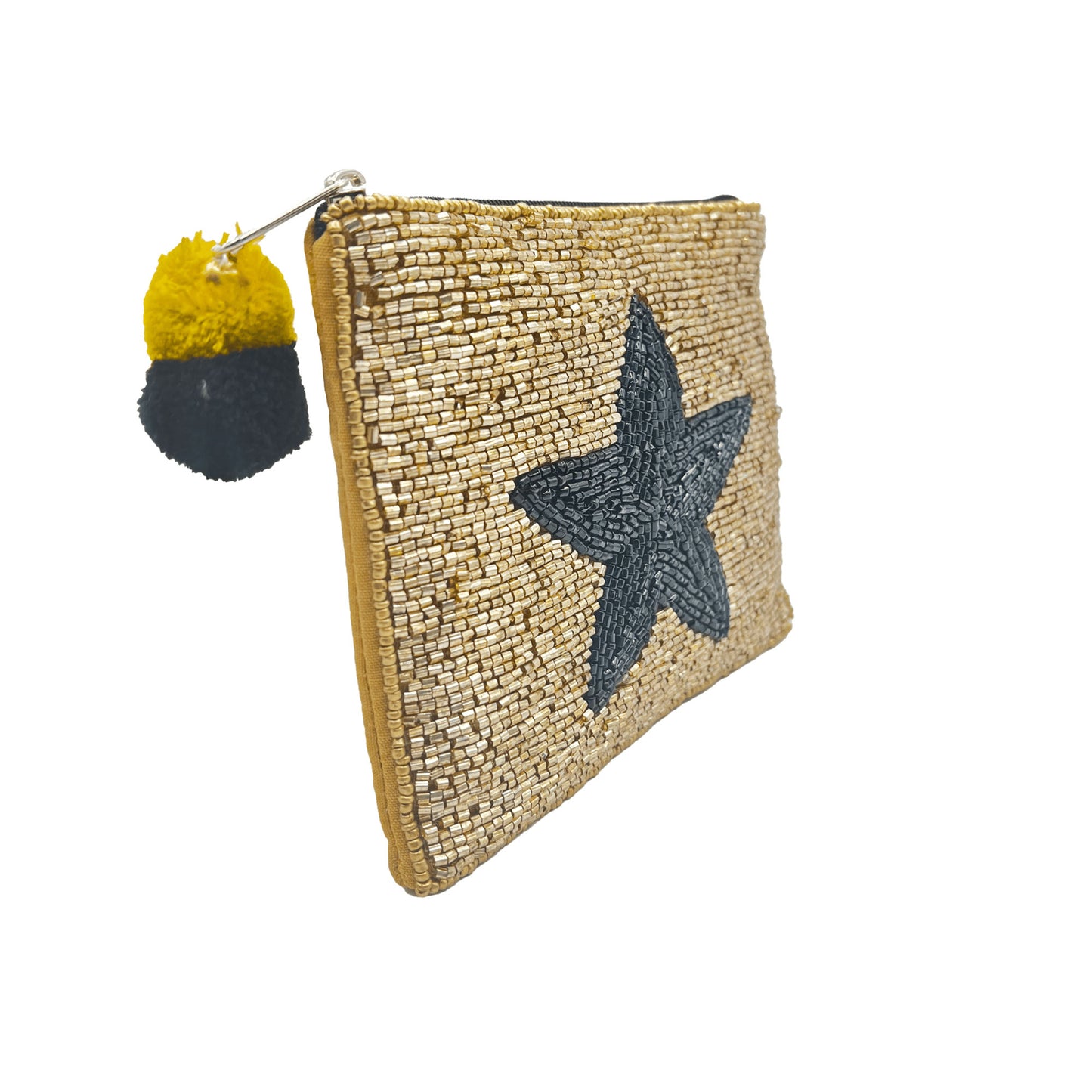 Black Star Beaded Coin Pouch