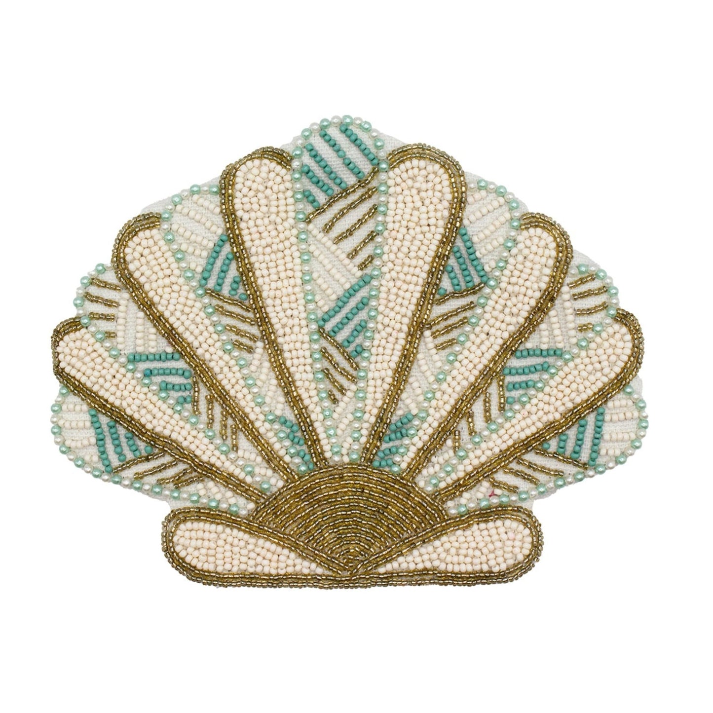 Seashell Coin beaded wallet with card slots for everyday essentials