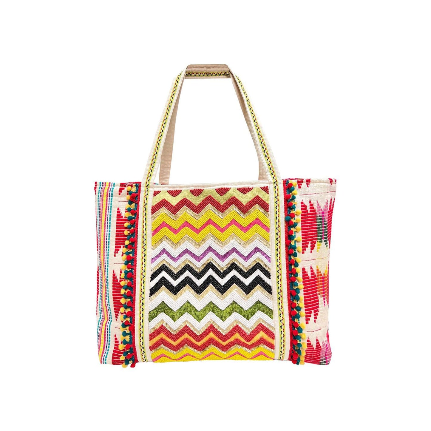 Vibrant Chevron Beaded Tote Bag