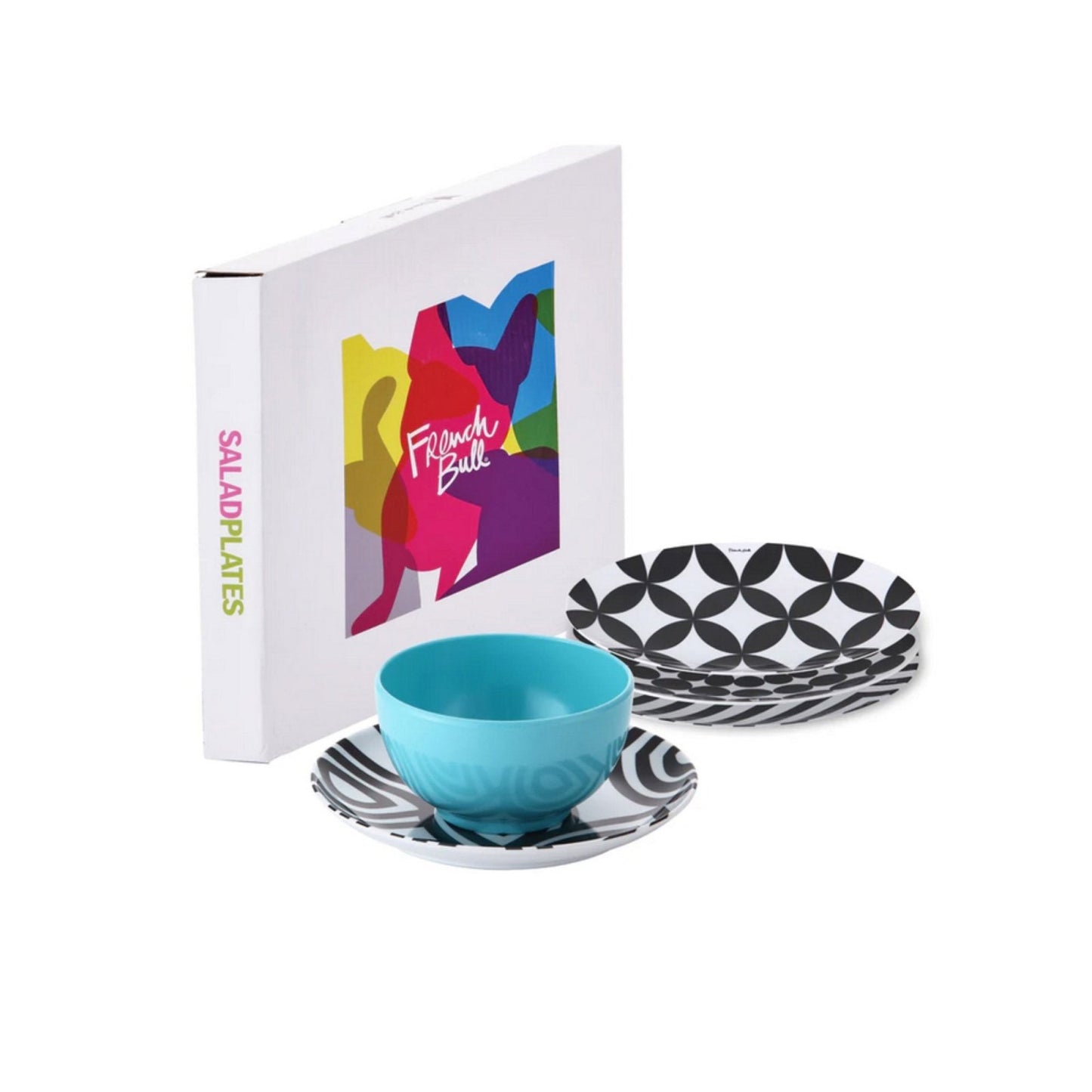 Black and White 9" Salad Plate Gift Box Set of 4 - Living - shop_name