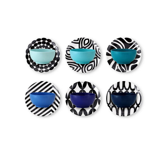 Black & White Appetizer Plate Set - 6 - piece - Living - shop_name