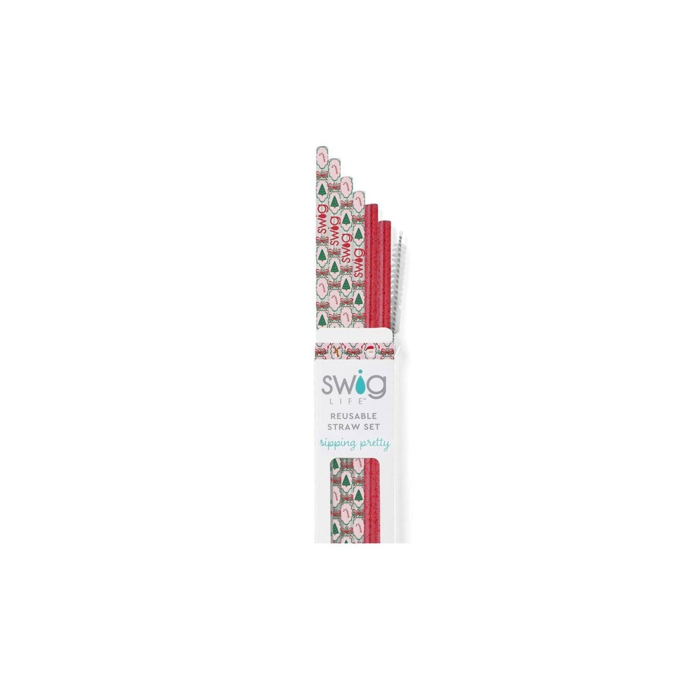 Christmas Cameos + Red Glitter Reusable Straw Set - shop_name