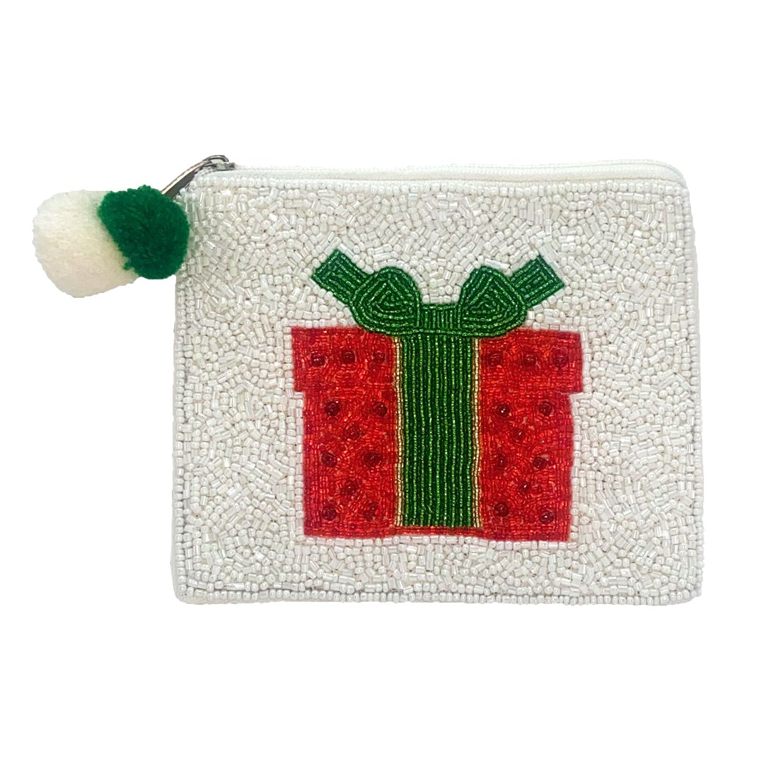 Christmas Gift Beaded Coin Pouch