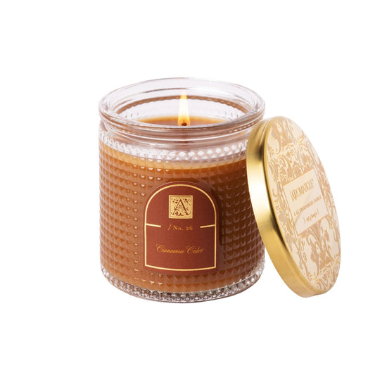 Smell Cinamon Cider textured Glass scented candle for cozy home fragrance and gifting