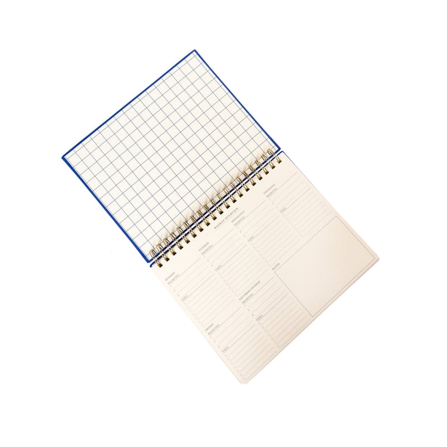 Cobalt Blue Fabric - Covered Spiral Weekly Desk Pad - Papergoods - shop_name
