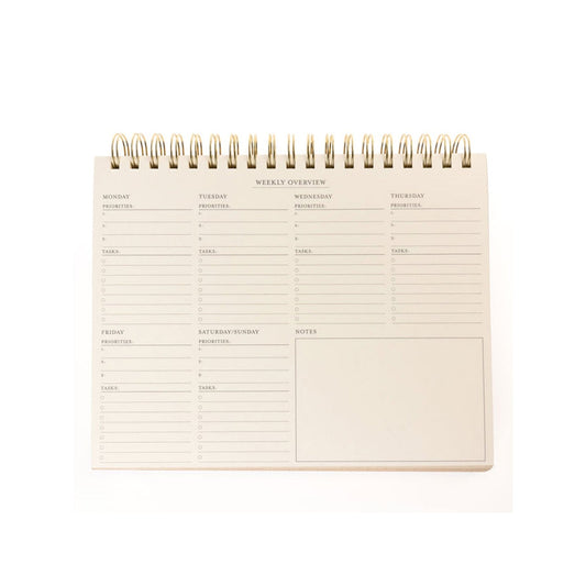 Cobalt Blue Fabric - Covered Spiral Weekly Desk Pad - Papergoods - shop_name