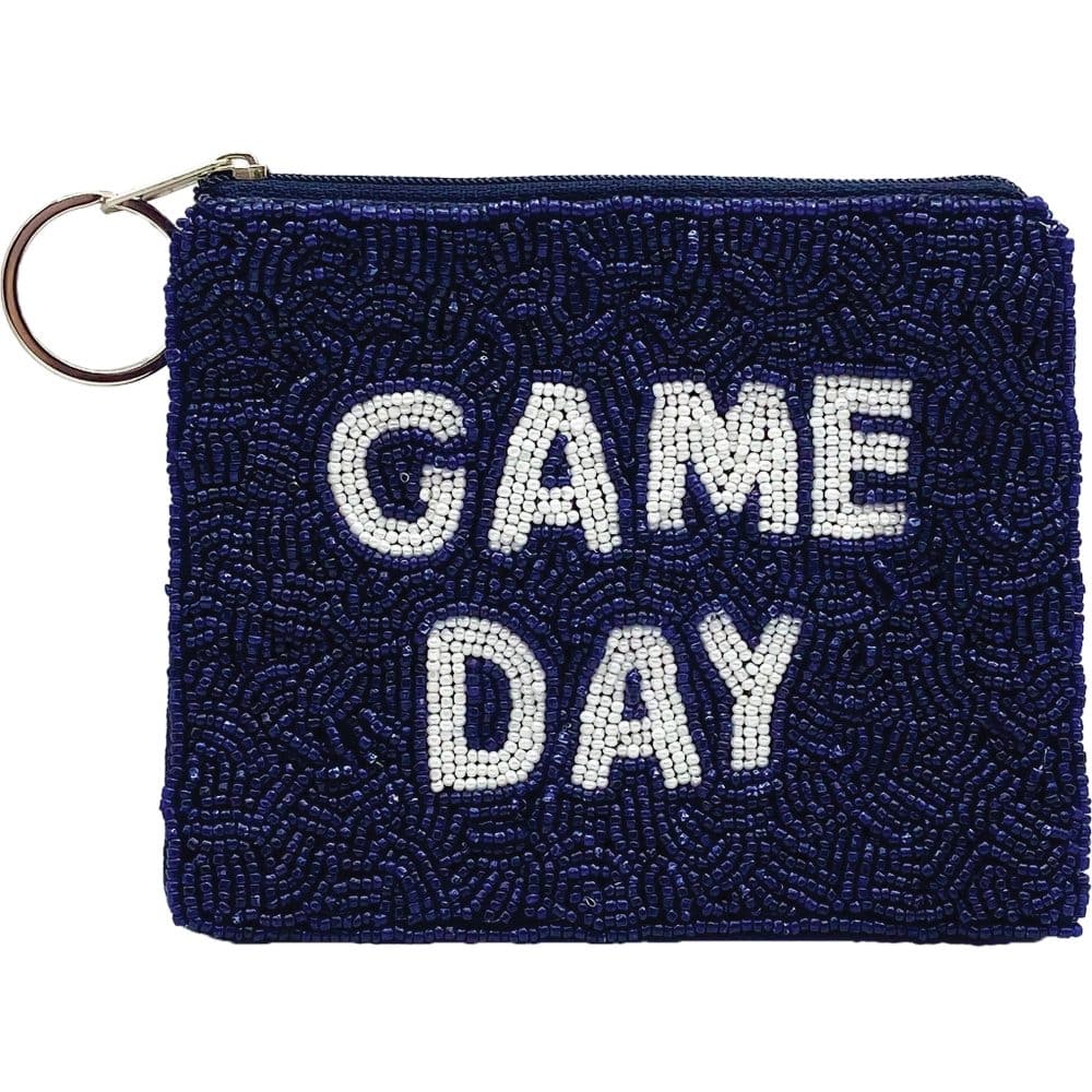 Dark Blue Gameday Beaded Coin Pouch - For Her - shop_name