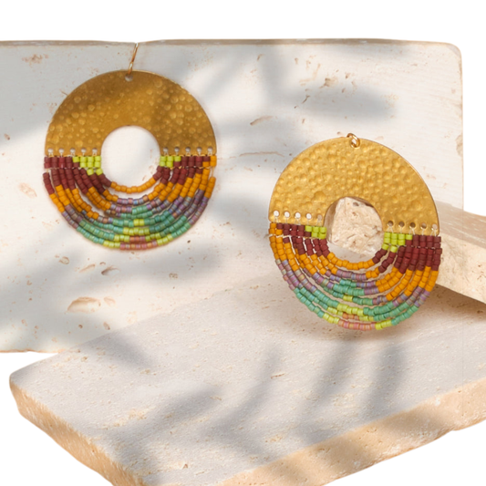 Organic Circular Earrings (Green)