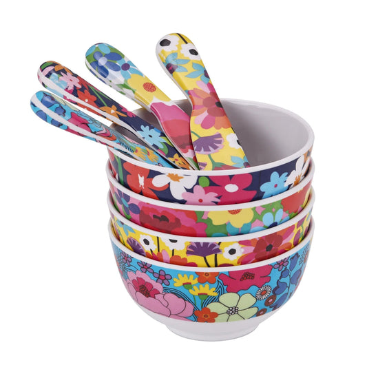 Mini bol à motif floral de jardin, ensemble de 4 pièces