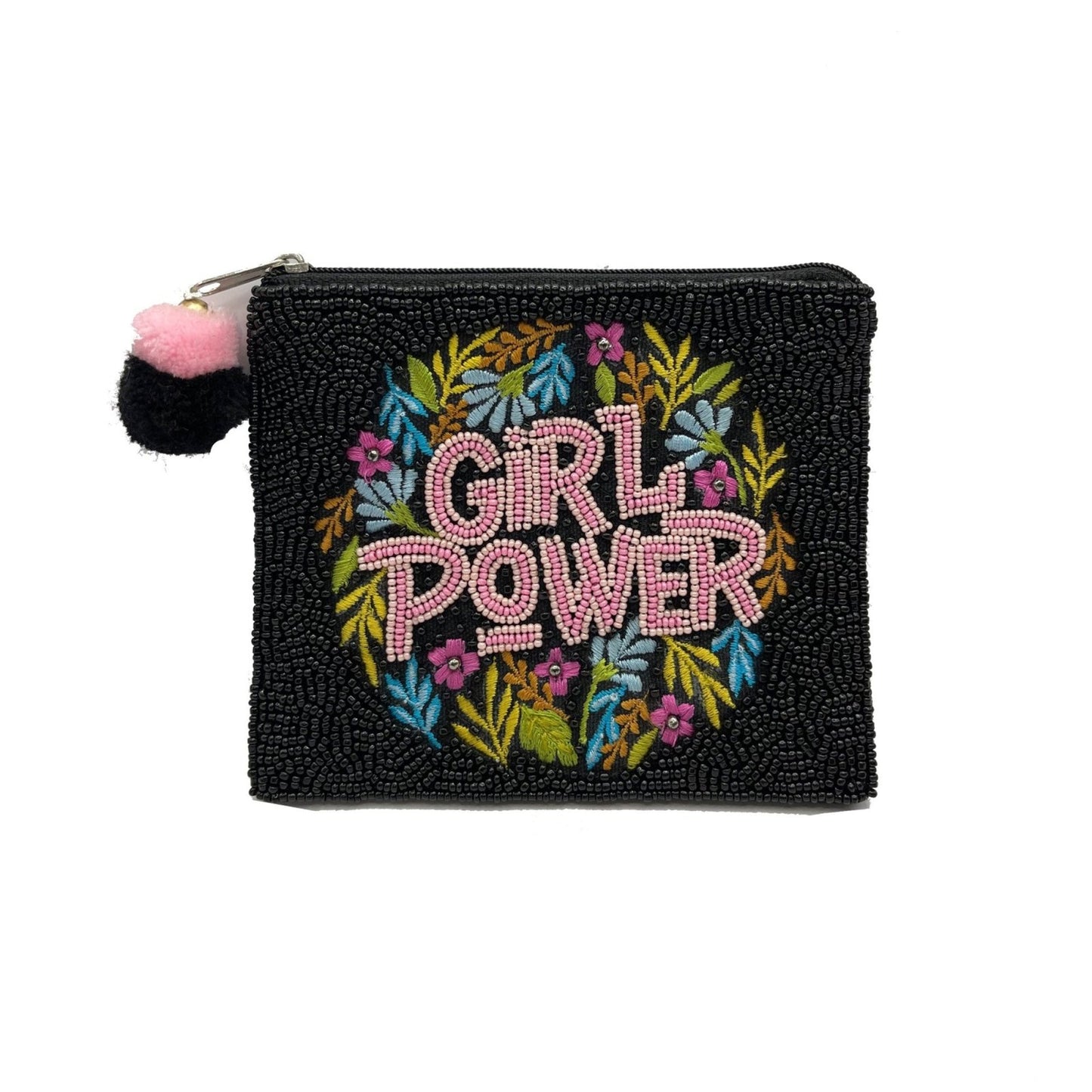 Girl Power Black Beaded Coin Pouch - For Her - shop_name