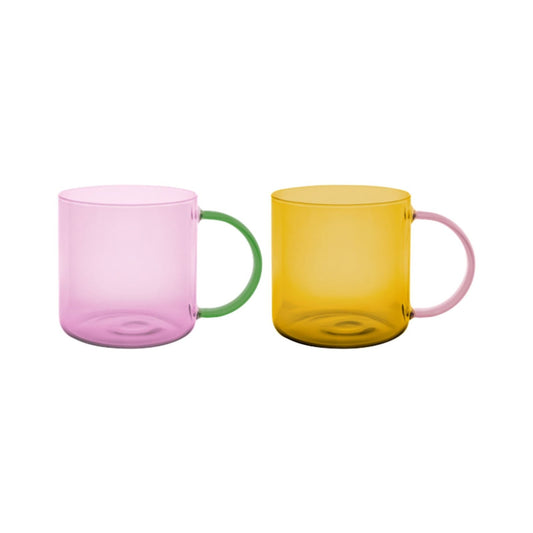Glass mugs 'Fred' rose - yellow, set of 2 - shop_name