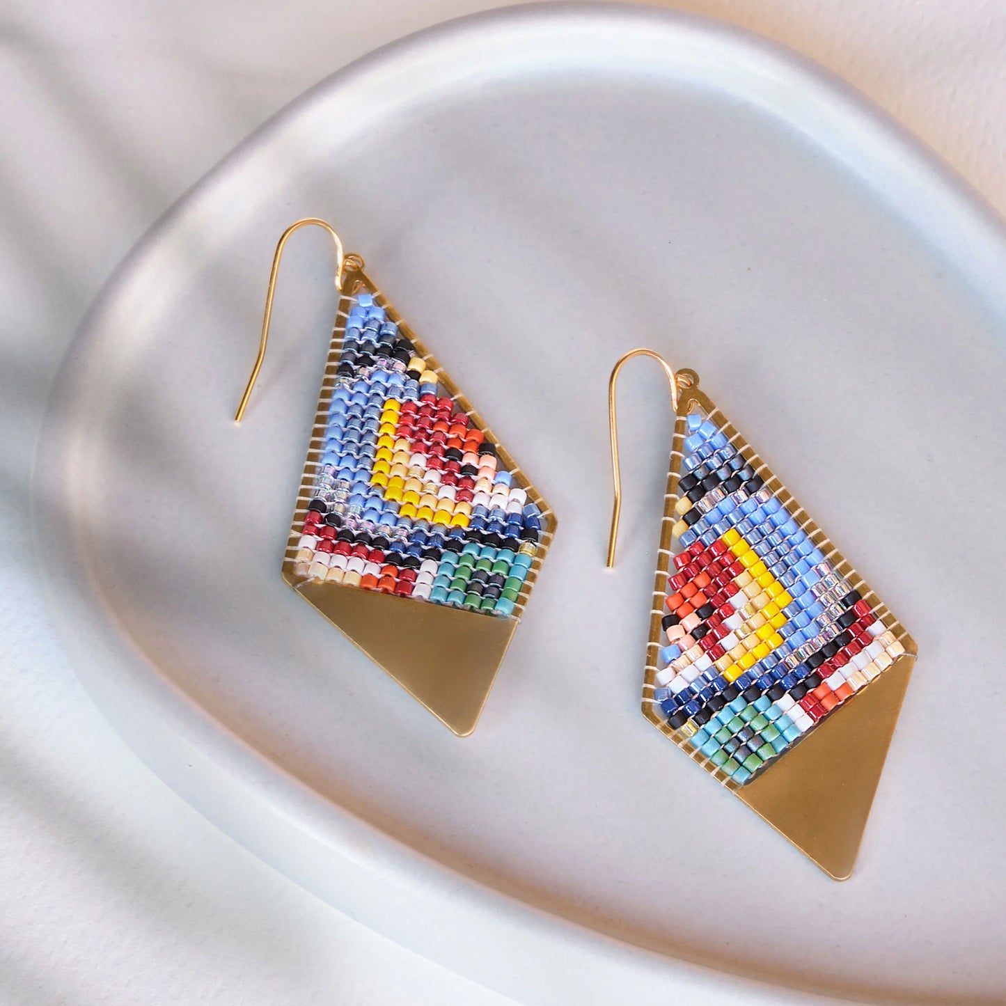 Kaleidoscope Kite Earrings Blue-Green