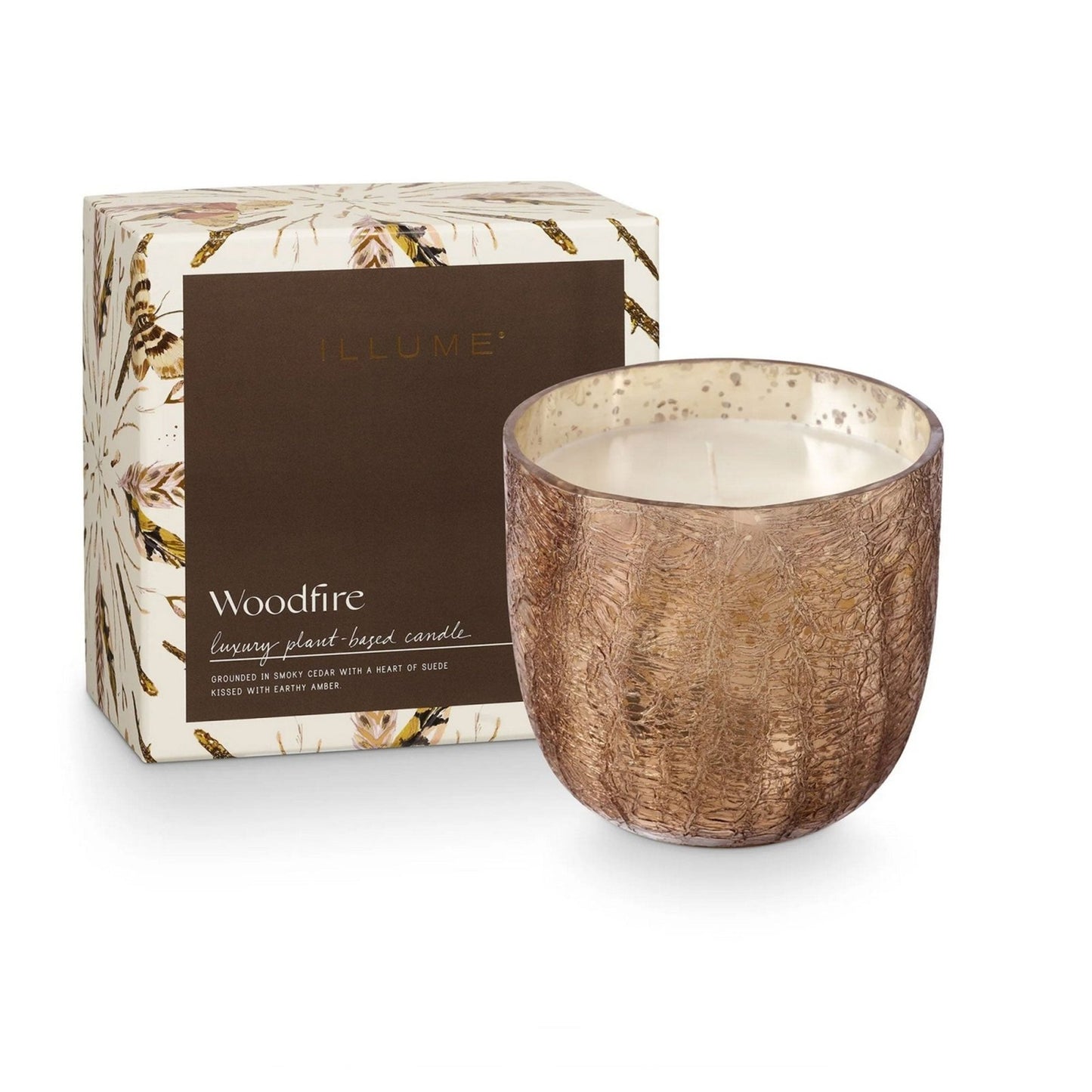 Large Boxed Crackle Glass Candle Woodfire - Candle - shop_name