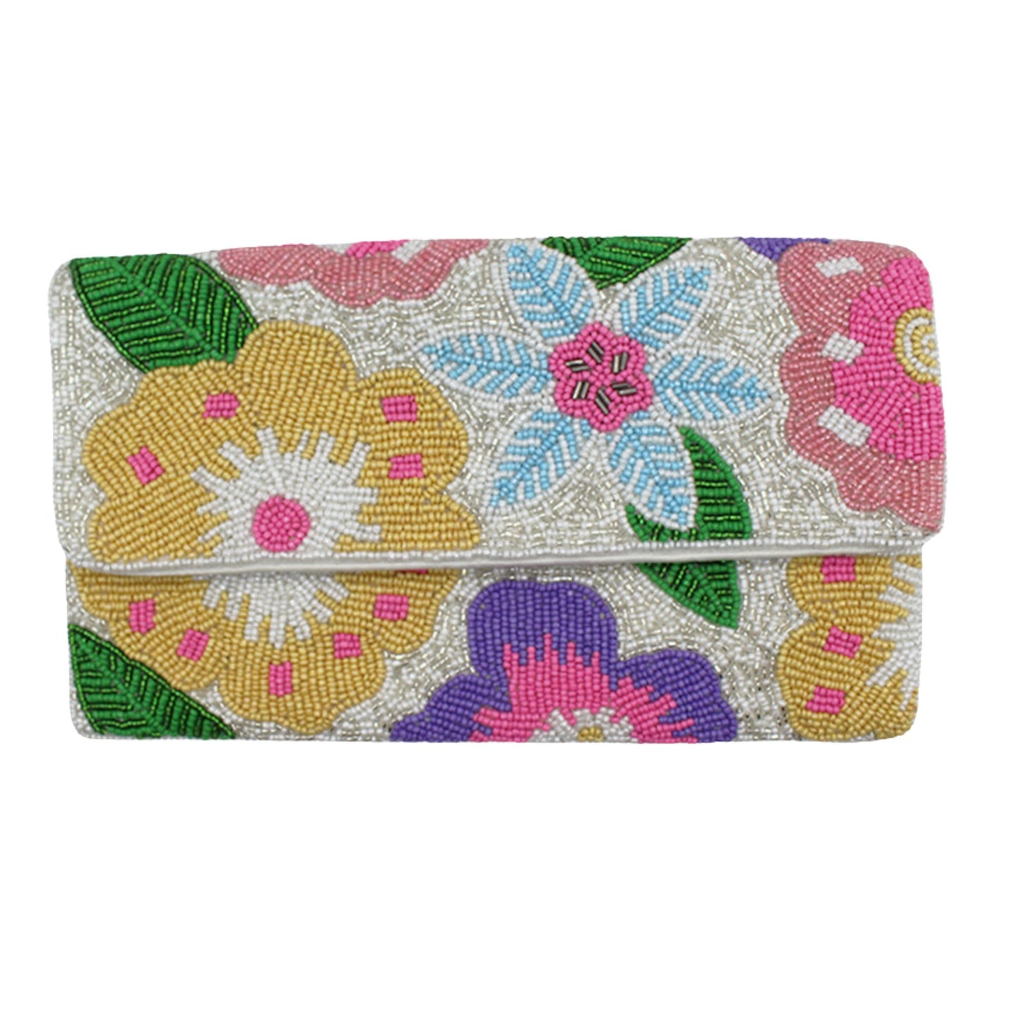 Pochette perlée à grandes feuilles