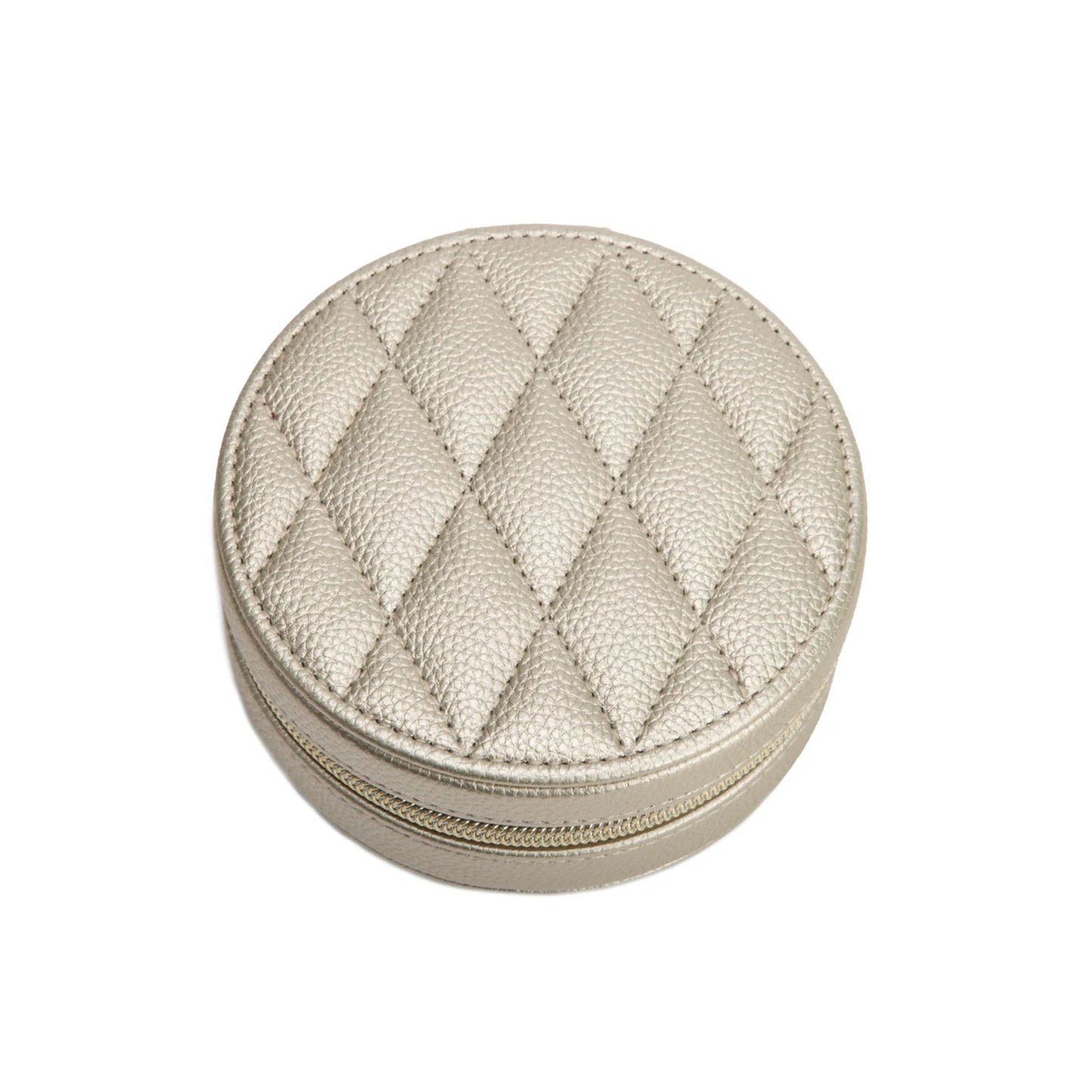 Gold and silver Quilted Round Jewelry Silver bag for everyday essentials and island outings