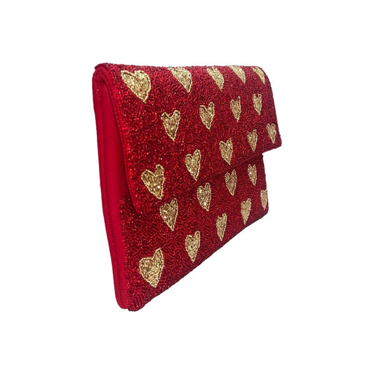 Romantic Hearts Red Beaded Clutch - For Her - shop_name
