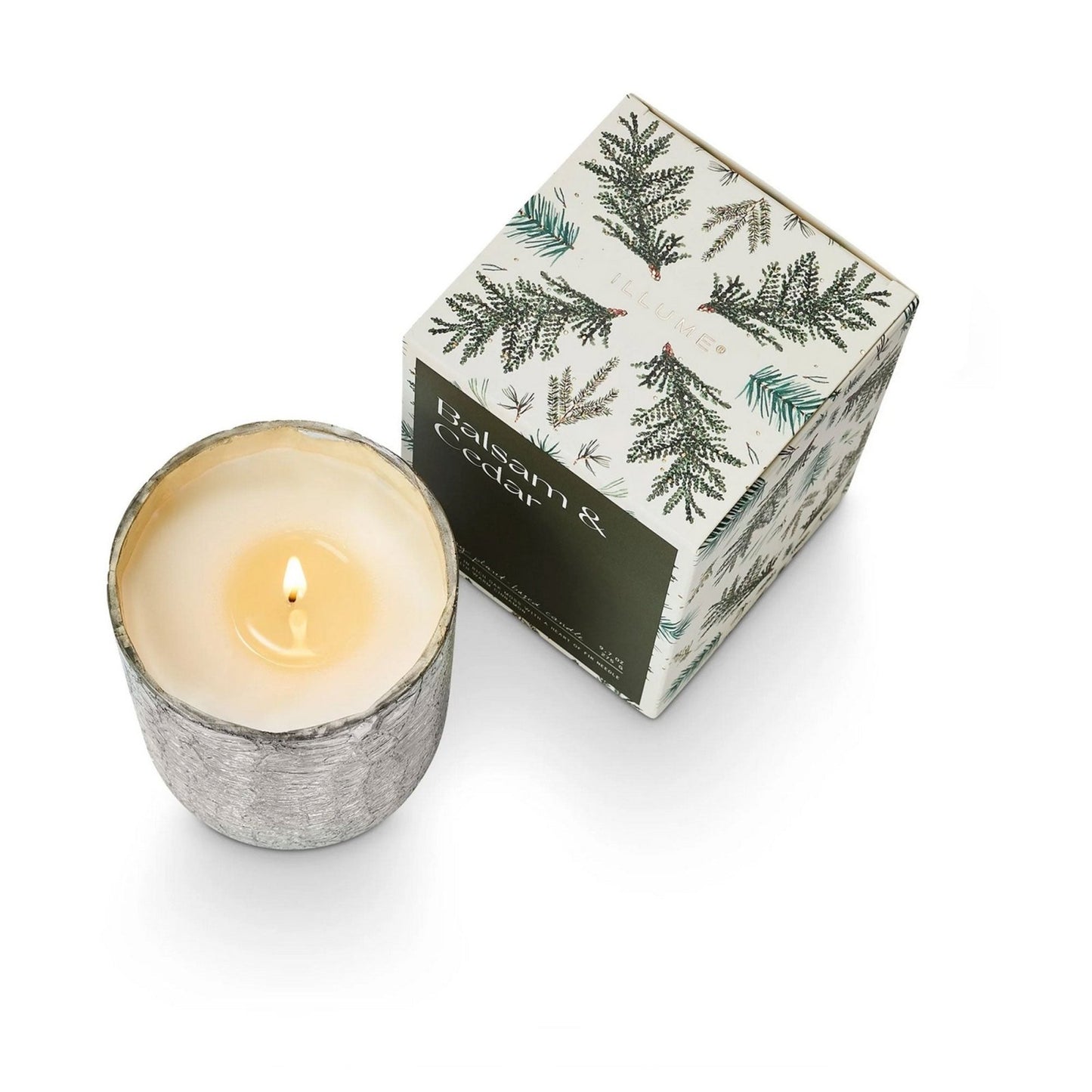 Small Boxed Crackle Glass Candle Balsam & Cedar - Candle - shop_name