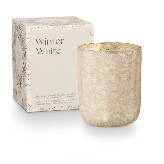Small Boxed Crackle Glass Candle Winter White - Candle - shop_name