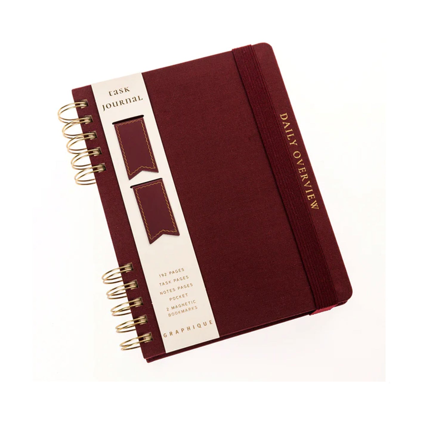 Plum Red 6 x 8 Fabric-Covered Journal with Magnetic Bookmarks