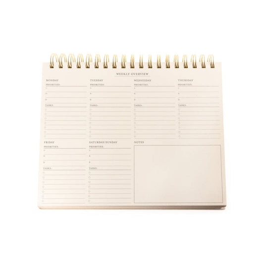 Taupe Fabric - Covered Spiral Weekly Desk Pad - Papergoods - shop_name