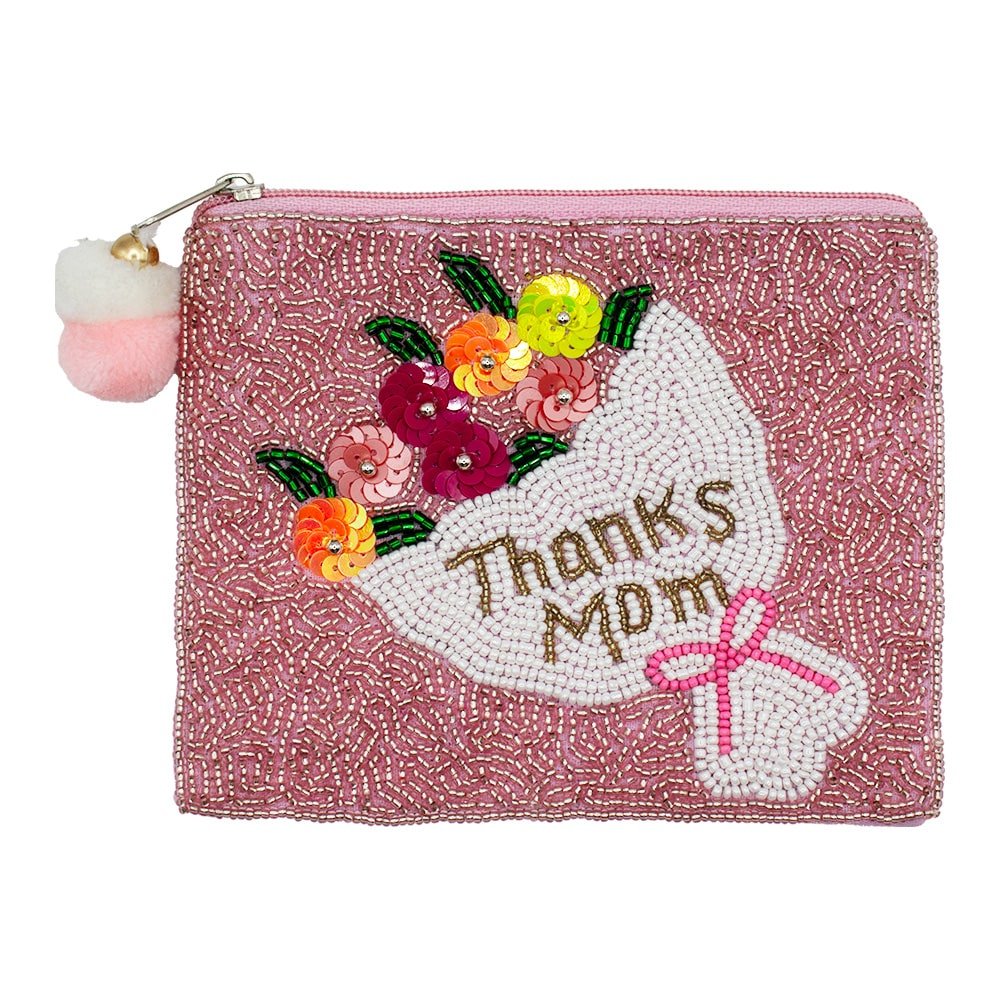Thanks Mom Beaded Coin Pouch - For Her - shop_name
