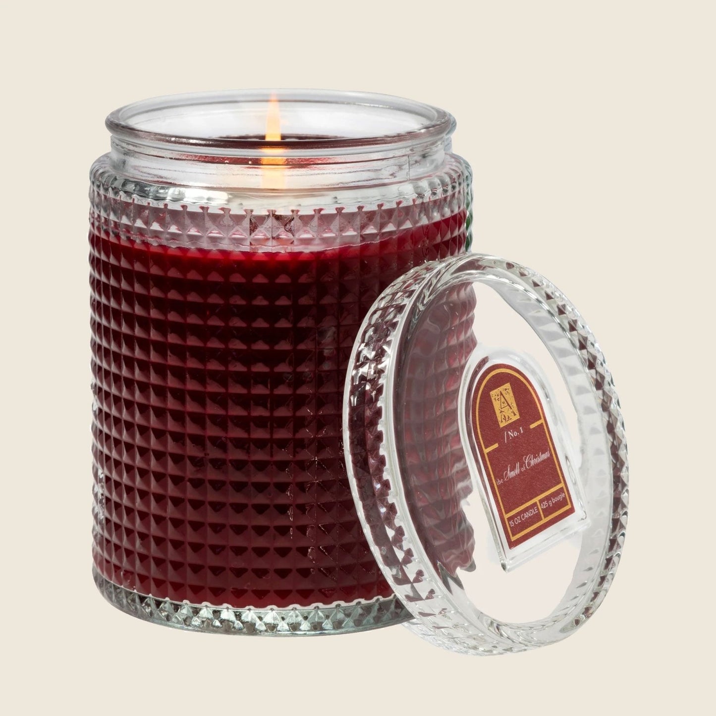 The smell of Christmas textured Glass Candle 15oz - Candle - shop_name