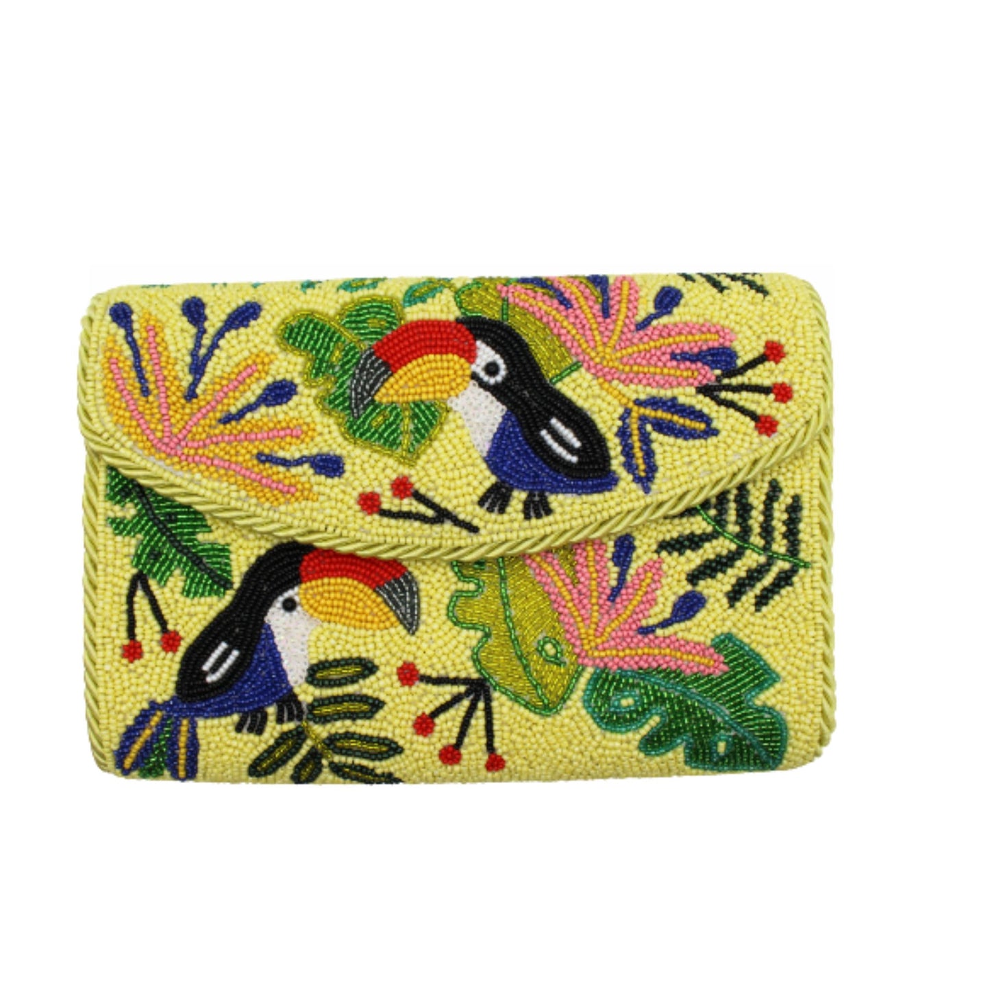Pochette perlée à grandes feuilles