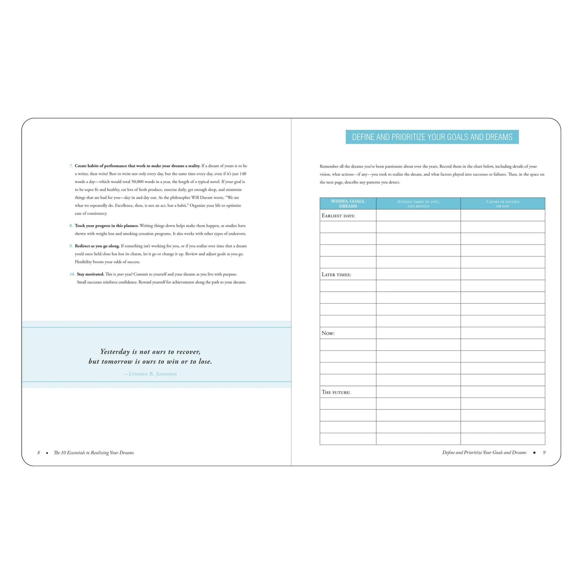Blank planner page with text and a checklist on a white background