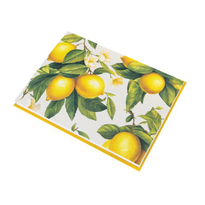 Note card with lemon design on a white background
