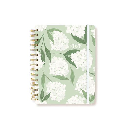 Hydrangea 6 x 8 18-Month Hardbound Spiral Planner