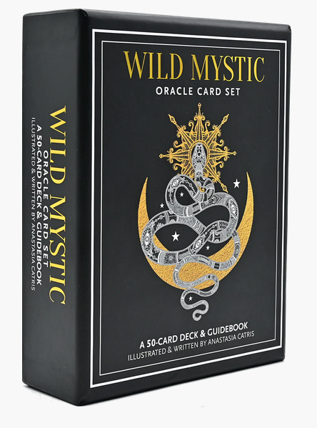 Wild Mystic Oracle Card Set packaging with black and gold design