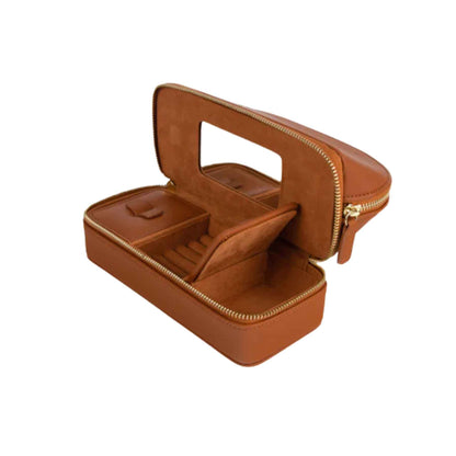 Abby men's travel organizer with zip-around closure, divided compartments, and spacious storage for toiletries, grooming essentials, chargers, and travel accessories.