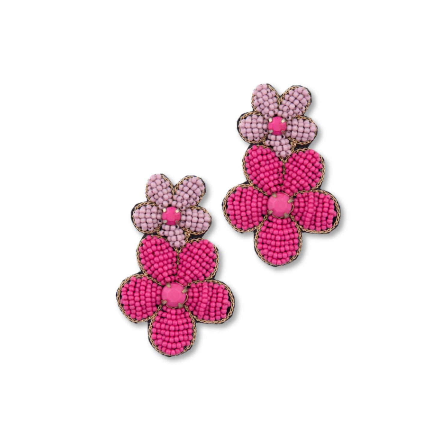 Pink Flower Drop Earrings