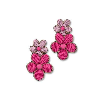 Pink Pink Flower Drop statement earrings for colorful everyday outfits
