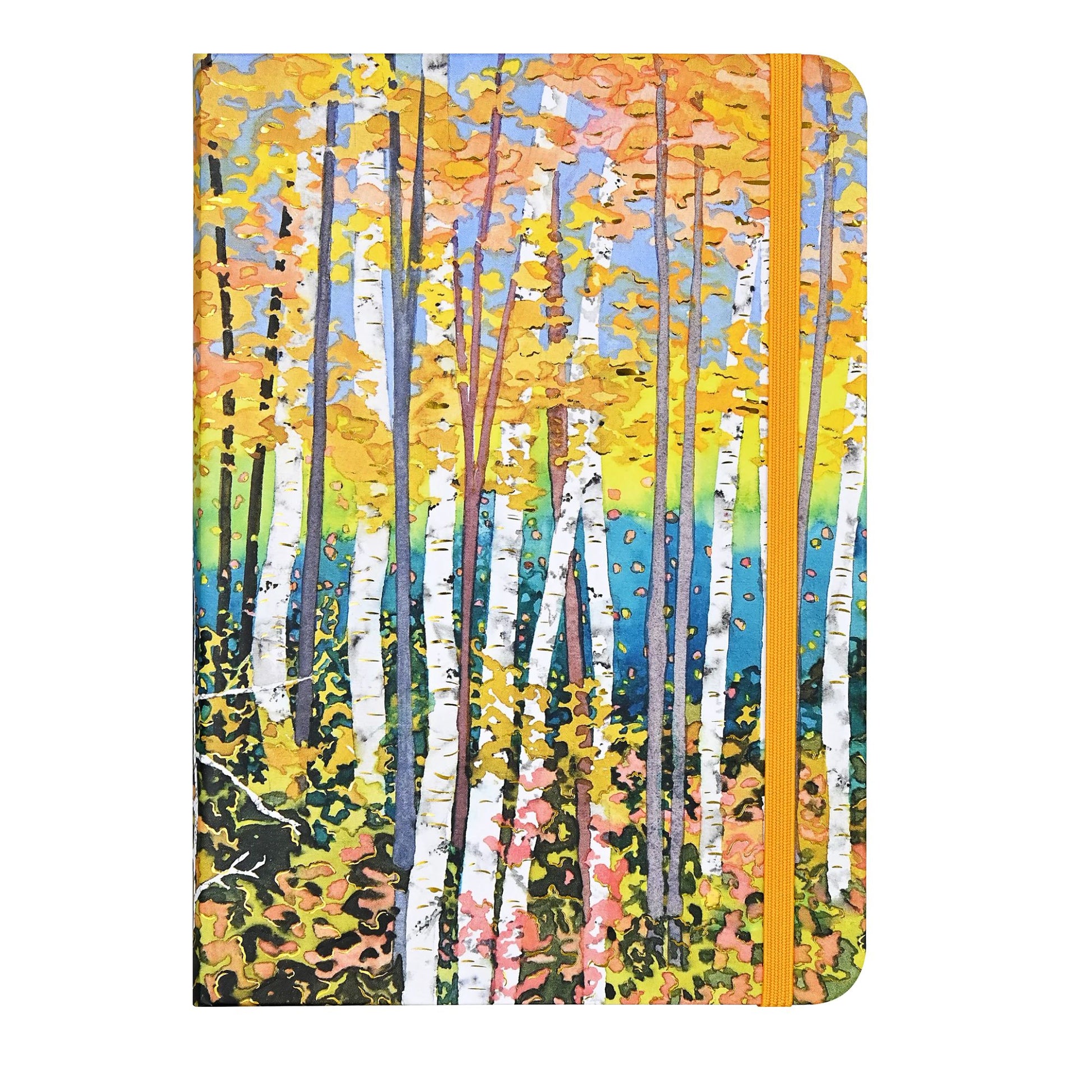 Small journal with a colorful aspen forest design on the cover