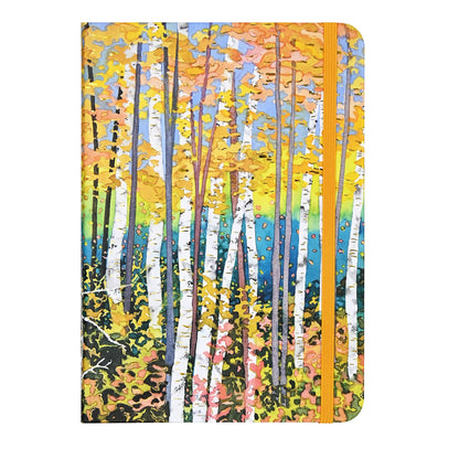 Small journal with a colorful aspen forest design on the cover