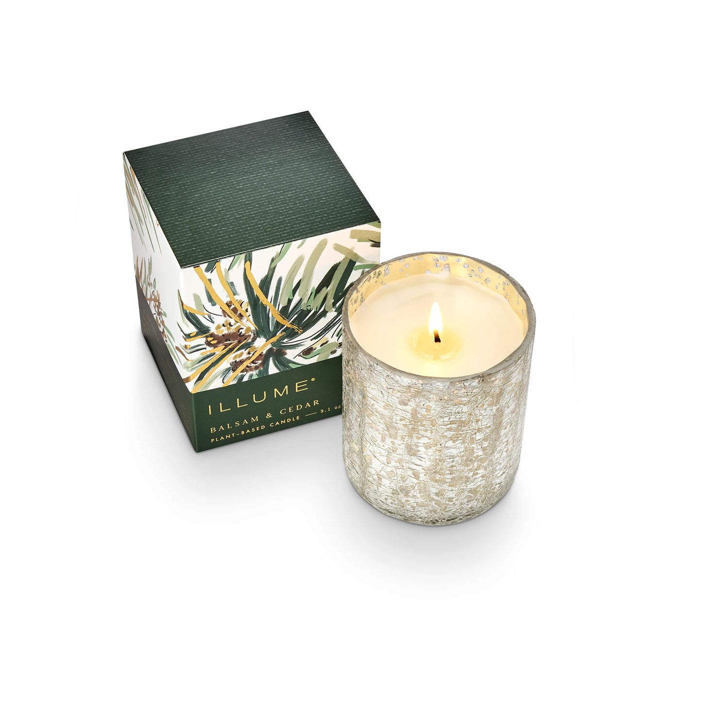 Balsam & Cedar Small Boxed Crackle Glass Candle