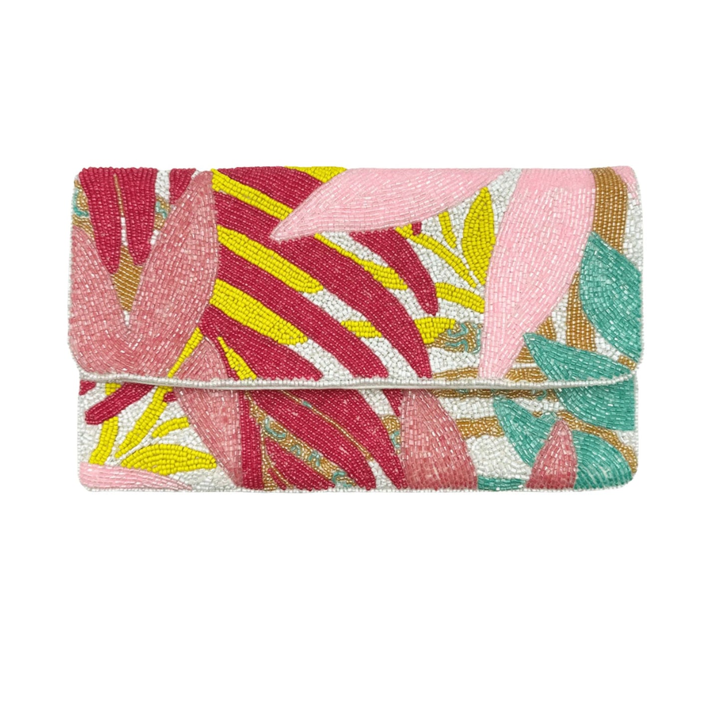 Pastel Leaf Beaded Clutch