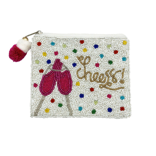 Cheers Beaded Coin beaded wallet with card slots for everyday essentials
