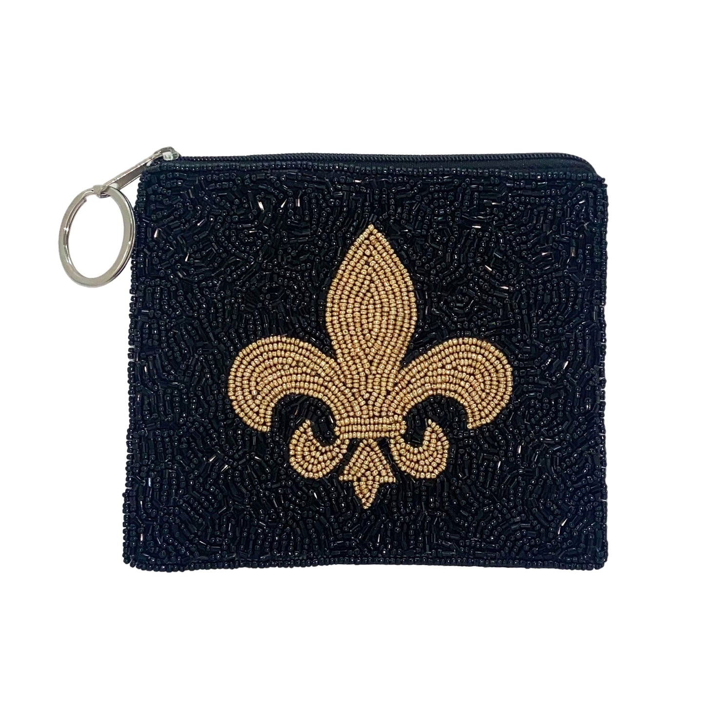 Pochette à monnaie perlée Fleur de Lis
