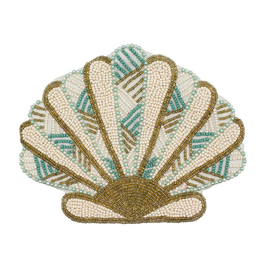Seashell Coin beaded wallet with card slots for everyday essentials