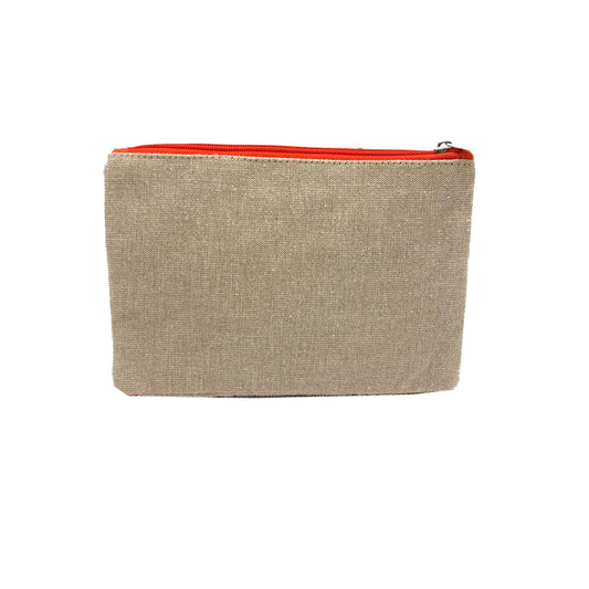 Gold and Coral Sequins Beaded Coin Pouch