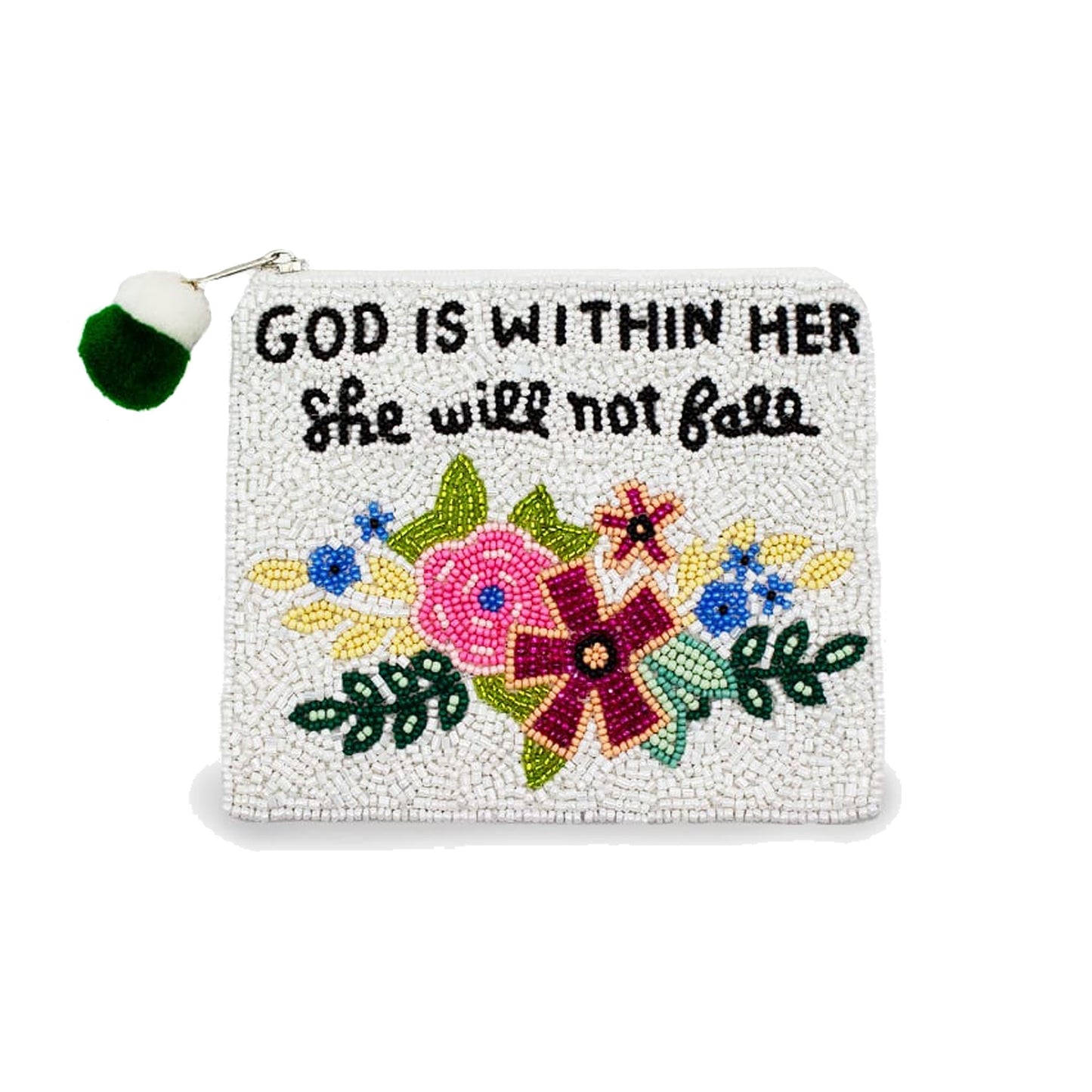 God is Within Her Beaded Pouch
