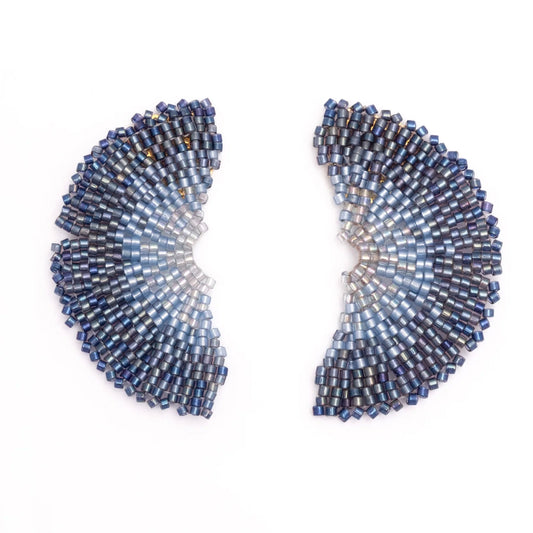 Blue Ginkgo Leaf Stud Blue statement earrings for colorful everyday outfits