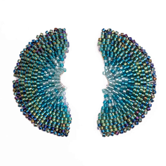Elegant and sophisticated,Ginkgo leaf stud earrings are handwoven with Japanese glass beads to create the stunning ginkgo leaf form. 